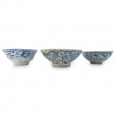 THREE 19TH C. CHINESE MING PORCELAIN