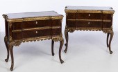 PAIR OF WALNUT AND GILT CHEST OF