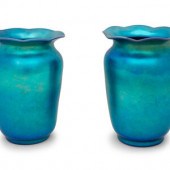 A Pair of Steuben Aurene Glass