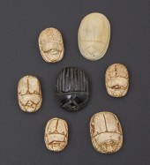 GROUPING OF 7 EGYPTIAN SCARABS,