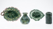 TWO MAJOLICA PIECES AND TWO CERAMIC