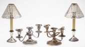 TWO WHITING CANDELABRA AND TWO