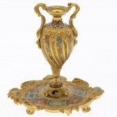 FRENCH CHAMPLEVE URN ON TRAYFrench