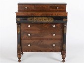 EMPIRE MAHOGANY AND STENCILED CHEST