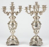 PAIR OF LARGE SILVER PLATED CANDELABRAPair