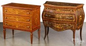 TWO MARQUETRY INLAID CHEST OF DRAWERS,
