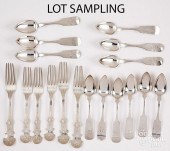 GROUP OF COIN SILVER FLATWARE,