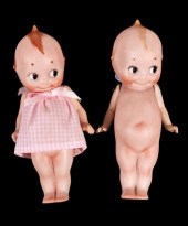 2 KEWPIE ROSE O'NEILL SIGNED JOINTED