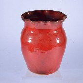 ML OWENS POTTERY RED VASEstamped