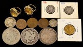 GROUP OF 13 COINS INCLUD. GOLDThree