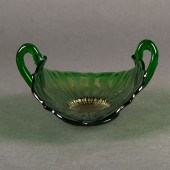 FENTON GLASS GREEN CARNIVAL GLASS