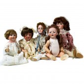 (LOT OF 5) GERMAN BISQUE HEAD LADY