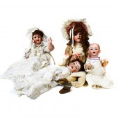 (LOT OF 4) GERMAN BISQUE LADY DOLLS: