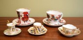 Five sets of teacup and saucers,