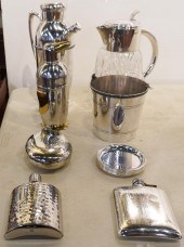 GROUP OF SILVERPLATE PITCHERS,