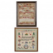 TWO FRAMED CROSS STITCH SAMPLERS