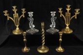 (7) Candlesticks, c/o pair of inverted