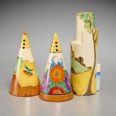 CLARICE CLIFF, (2) SHAKERS AND