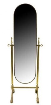 FRENCH GILT METAL OVAL CHEVAL MIRROR