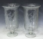 (2) COLORLESS CUT GLASS CANDLE
