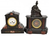(2) FRENCH BLACK SLATE & RED MARBLE