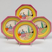 SET OF FOUR CLARICE CLIFF POTTERY