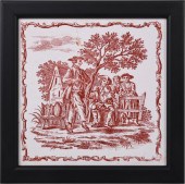 LIVERPOOL DELFTWARE IRON-RED TRANSFER-PRINTED