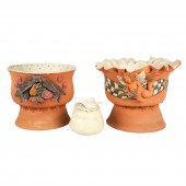 (3) Art pottery planters, c/o unsigned