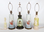 (5) Vintage Glass lamps to include
