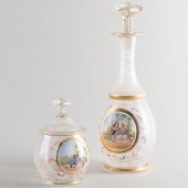 FRENCH ENAMELED GLASS DECANTER