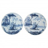 A PAIR OF ENGLISH BLUE & WHITE