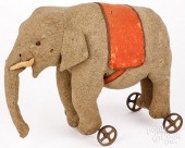 MOHAIR ELEPHANT PULL TOY, EARLY