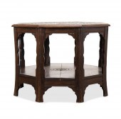 ENGLISH OCTAGONAL CARVED OAK TABLE,