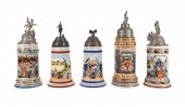 FIVE GERMAN MILITARY POTTERY &