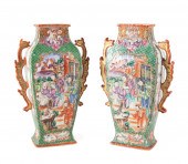 PAIR CHINESE FAMILLE ROSE VASES,