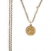 TWO 14K GOLD CHAINS WITH GOLD COIN