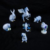 A GROUP OF SEVEN HEREND PORCELAIN