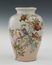 A CLOISONNE & MORIAGE VASE WITH