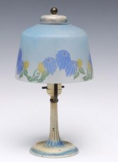 A 1930S REVERSE PAINTED LAMP MANNER
