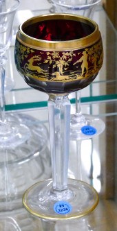 Bohemain Gilt Decorated Ruby Glass