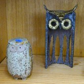 2pc Mid Century Owl Figures 4.5''