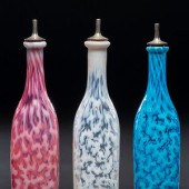 Three Coral Opalescent Glass Barber's