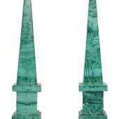 A Pair of Malachite Veneered Obelisks
20th