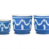 Three Wedgwood Blue Jasperware