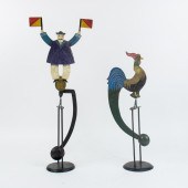 TWO PAINTED METAL AUTOMATONS OF