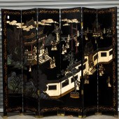 CHINESE SIX-PANEL BLACK LACQUER