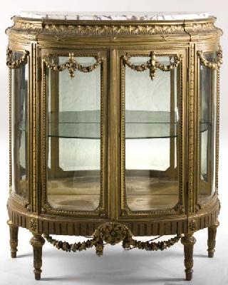 French Louis XVI Style Marble Top Vitrine, late 19thC
