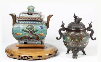 Chinese Cloisonne and Champleve Censers