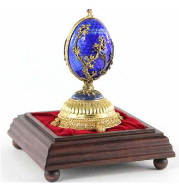 Faberge Cobalt-guilloche-enameled egg