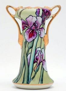 art nouveau Nippon Noritake iris vase